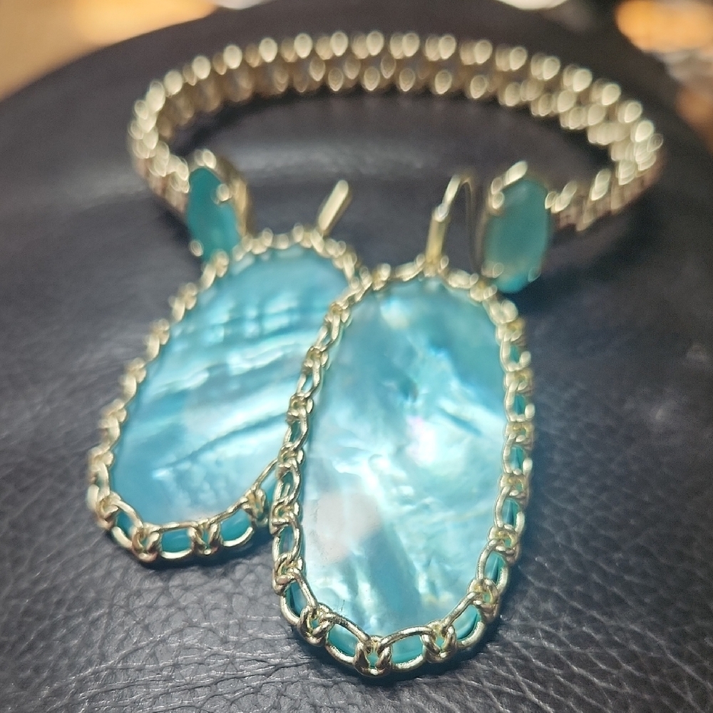 Kendra Scott Macrame DANIELLE Gold * Set Aqua Illusion * MACRAME ELTON BRACELET